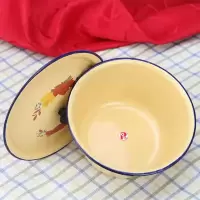 经典怀旧老式搪瓷盆带盖家用烘焙精灵厨房猪油盆饺子调味缸熬搪瓷碗 20cm浅黄洗手碗