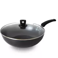 铁锅珍珠不锈炒锅烘焙精灵熟铁无涂层炒菜锅明火专用32cm锅具 30cm带玻璃盖