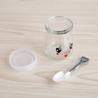 玻璃瓶耐可烤箱 烘焙精灵布丁瓶牛奶杯酸奶瓶果冻杯焦糖布丁模具 表情6杯+盖+小铲子25个