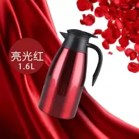 不锈钢保温壶大容量双层烘焙精灵保温壶欧式热水瓶家用防尘迎宾壶 1.6L亮光红
