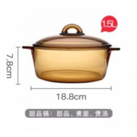 琥珀锅玻璃汤锅炖锅烘焙精灵透明锅家用燃气煲汤煮面锅 1.5L