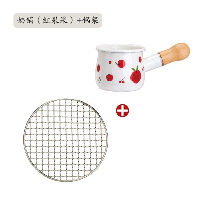森林奶锅家用小奶锅电磁炉搪瓷珐琅宝宝辅食热牛奶小锅 [煤气灶推荐套装]红果果2件套