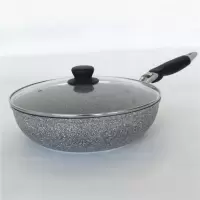 28cm日韩式麦饭石炒锅烘焙精灵不粘锅平底锅大深煎炒炸蒸一锅 同款含盖套装