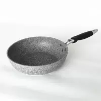28cm日韩式麦饭石炒锅烘焙精灵不粘锅平底锅大深煎炒炸蒸一锅 灰色