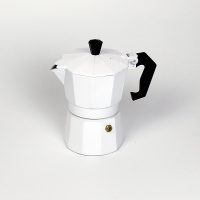 意式摩卡壶铝制八角烘焙精灵咖啡壶煮咖啡壶 单阀摩卡壶 彩色铝壶 3号壶白色150ML送胶圈