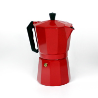 意式摩卡壶铝制八角烘焙精灵咖啡壶煮咖啡壶 单阀摩卡壶 彩色铝壶 3号壶红色150ML送胶圈