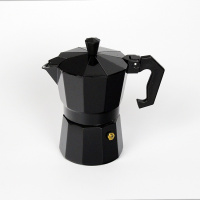 意式摩卡壶铝制八角烘焙精灵咖啡壶煮咖啡壶 单阀摩卡壶 彩色铝壶 3号壶黑色150ML送胶圈