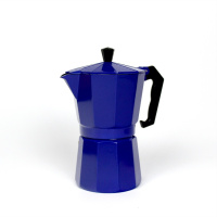 意式摩卡壶铝制八角烘焙精灵咖啡壶煮咖啡壶 单阀摩卡壶 彩色铝壶 6号壶蓝色300ML送胶圈
