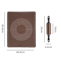 揉面垫擀面垫大号加厚硅胶烘焙烘焙精灵工具垫不粘和面板案板家用 硅胶垫+硅胶擀面杖