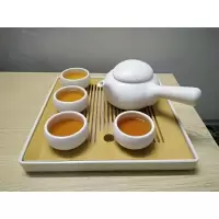 酒店茶具同款套装日式家用烘焙精灵现代侧把茶壶茶杯简约旅行功夫茶具 一壶4杯+茶盘(安全包装)