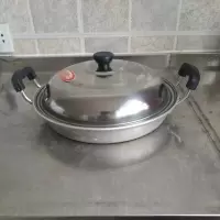 无铝吕平锅老式铝锅家用烘焙精灵锅铝涂层锅煎饼煎锅商用锅烙平底饼锅 口径32cm加厚款3.2斤不锈钢盖