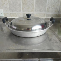 无铝吕平锅老式铝锅家用烘焙精灵锅铝涂层锅煎饼煎锅商用锅烙平底饼锅 口径36cm加厚款4.3斤不锈钢盖