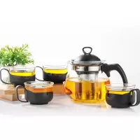 耐热玻璃茶壶烘焙精灵过滤茶具套装花茶壶家用茶杯泡茶壶客厅冲茶器 小怡然壶六件套