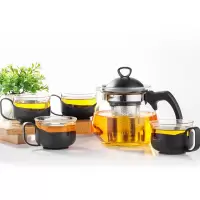 耐热玻璃茶壶烘焙精灵过滤茶具套装花茶壶家用茶杯泡茶壶客厅冲茶器 茶壶六件套900ml(性价比之选)