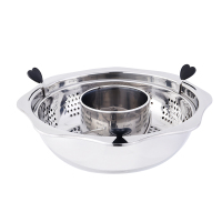 不锈钢旋转式升降火锅家用烘焙精灵无磁锅中锅加深加厚鸳鸯子母火锅锅商用 36升降无盖