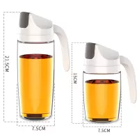 玻璃油瓶烘焙精灵自动开合防漏油壶家用厨房装酱油醋调料瓶日式小油罐 组合-白色300ml+白色600ml自动翻盖玻璃油壶