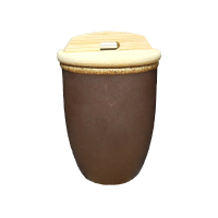 泥坊粗瓷水缸烘焙精灵杯瓮杯翁杯茶具手工复古小水缸怀旧茶杯粗陶 大+中+小3只送木盖送茶巾