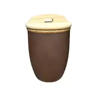泥坊粗瓷水缸烘焙精灵杯瓮杯翁杯茶具手工复古小水缸怀旧茶杯粗陶 大+中+小3只送木盖送茶巾