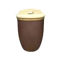泥坊粗瓷水缸烘焙精灵杯瓮杯翁杯茶具手工复古小水缸怀旧茶杯粗陶 大+中2只送木盖送茶巾