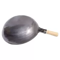 炒锅烘焙精灵不粘锅适用老式圆底熟铁锅家用锅炒菜锅 40cm加厚木柄炒锅-R15