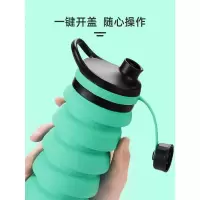 硅胶折叠水杯烘焙精灵可装沸水大容量便携伸缩杯子户外运动水壶 青草绿-800ml+户外登山扣