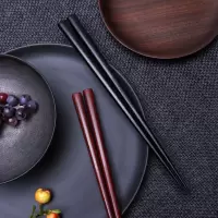 筷子烘焙精灵天然原木紫檀黑檀木筷尖头无漆日式筷子 黑色