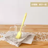 一体式硅胶刮刀烘焙精灵蛋糕刮板奶油小刷子油刷厨房做烘培工具套装 小刷子一把(柠檬黄)