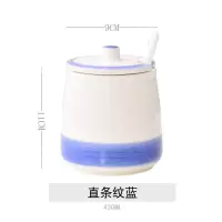 家用密封厨房用具烘焙精灵调味罐套装防潮北欧带盖商用饭店火锅店调料陶瓷 直彩蓝(送小勺)-G75-P12