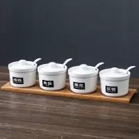 厨房玻璃调料盒套装北欧烘焙精灵陶瓷调味罐佐料收纳盒瓶盐糖味精罐子家用 陶瓷如影四件套(平板)