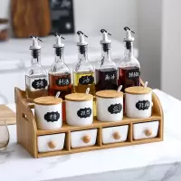 北欧调料盒组合套装烘焙精灵家用调味罐调料瓶玻璃油瓶盐罐厨房用品收纳盒 套十三款白色