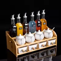 厨房用品调味料收纳盒套装烘焙精灵油壶酱醋陶瓷玻璃盐味精调料罐子调料盒 大号刀叉15件套送勺子标签