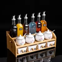 厨房用品调味料收纳盒套装烘焙精灵油壶酱醋陶瓷玻璃盐味精调料罐子调料盒 大号火烈鸟15件套送勺子标签