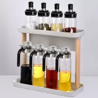 调料盒组合套装厨房用品家用烘焙精灵调味料罐子北欧玻璃油瓶壶盐罐置物架 C3九件套