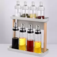 调料盒组合套装厨房用品家用烘焙精灵调味料罐子北欧玻璃油瓶壶盐罐置物架 C7九件套