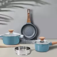 宝宝辅食锅婴儿小奶锅麦饭石烘焙精灵不粘锅煎煮一体锅家用多功能煮泡面锅 16奶锅+20煎盘+不锈钢蒸笼+24汤锅