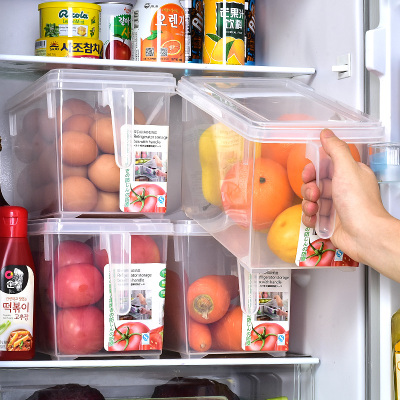 4个装厨房食物冰箱收纳盒烘焙精灵冷藏保鲜盒冷冻水果蔬菜杂粮储物盒 加厚带轮4个装