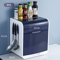 厨房的置物架多功能放碗架烘焙精灵沥水装盘子收纳盒碗柜碟架家用带盖 紫色(含挂钩)