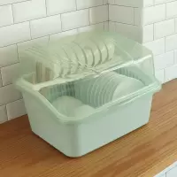 放碗筷沥水收纳盒带盖碗碟烘焙精灵收纳箱碗柜家用特大号置物架厨房 大号千草色(升级送碗架)