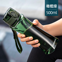 运动水杯男女便携健身水壶漏烘焙精灵夏天中学生小学生儿童杯子 6006橄榄绿500ML
