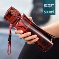 运动水杯男女便携健身水壶漏烘焙精灵夏天中学生小学生儿童杯子 6006深枣红500ML