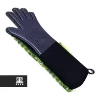 硅胶手套加长微波炉烘焙精灵可适用大烤箱防烫隔热 黑色1双