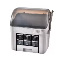 调料盒家用厨房用品收纳盒调烘焙精灵味罐调味品盐罐调料瓶罐子置物架套装 [带盖]灰色