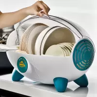家用碗架碗筷收纳盒沥水厨房用品烘焙精灵家用大全带盖置物碗碟收纳架碗柜 磨砂蓝