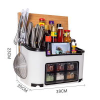 厨房置物架调料刀架用品家用烘焙精灵大全台面多功能筷子调味品收纳盒 大号6格升级哑光白[后置抽屉]