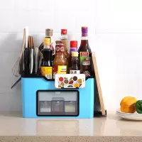 调料盒厨房用品家用组合套装烘焙精灵多功能装盐糖油盐酱醋调味品罐收纳盒 小号4格蓝色