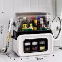 防油厨房置物架刀架调味调料用品烘焙精灵家用大全多功能筷子收纳盒 豪华带盖款麦香米(调料架+刀架+锅盖架+锅铲架)
