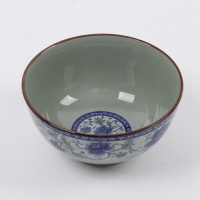 青瓷碗碟套装烘焙精灵直口面碗饭碗中式日式陶瓷餐具家用加厚防烫手 4.5英寸饭碗10个(内有花)