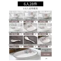 陶瓷碗家用10个五寸加厚吃饭碗烘焙精灵单个大号面碗北欧碗碟套装十碗十盘 水木清花28件套