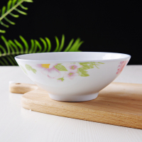 6英寸老式陶瓷汤面饭碗烘焙精灵大碗家用单个装菜碗蓝边釉下彩菜碗 6英寸戈三大富贵牡丹5个无腰线