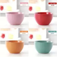 陶瓷创意个性彩色餐具米饭烘焙精灵碗家用面碗粥碗稀饭碗高脚防烫碗盘套装 红色+粉红色+橘色+天蓝色4.5英寸4色装